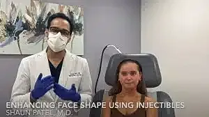 Doctor demonstrating injectable facial enhancements.