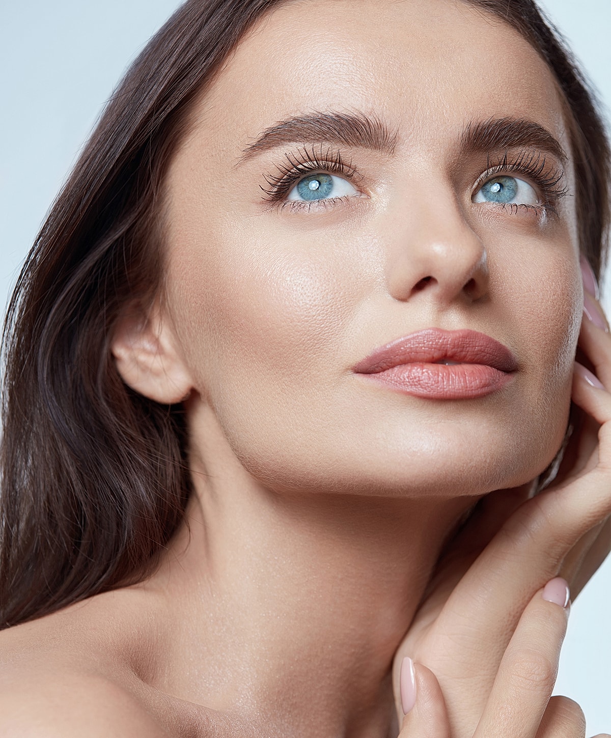 Close-up of a woman with beautiful features.