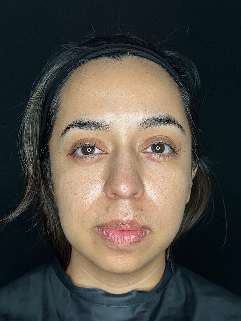 Portrait of a woman with natural makeup.