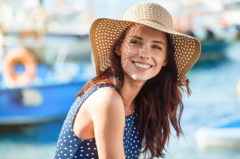 woman with sun damage