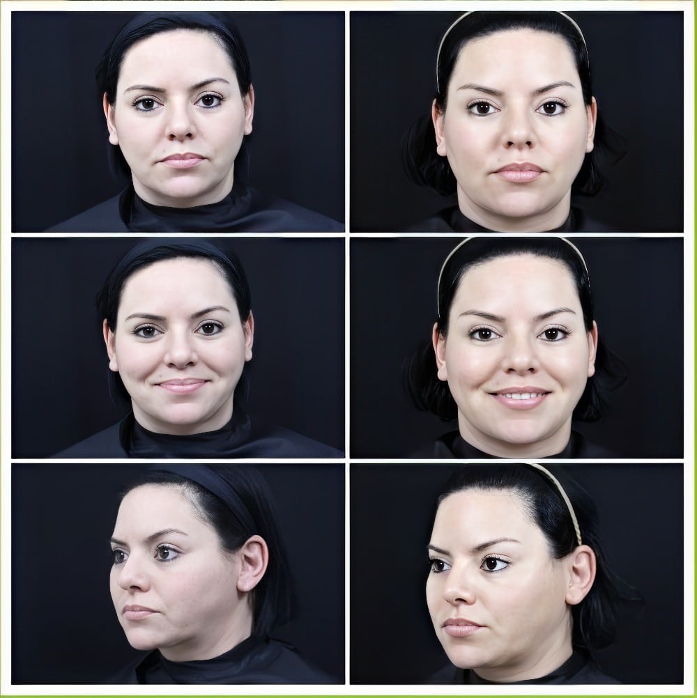 female patient before and after sculptra injections